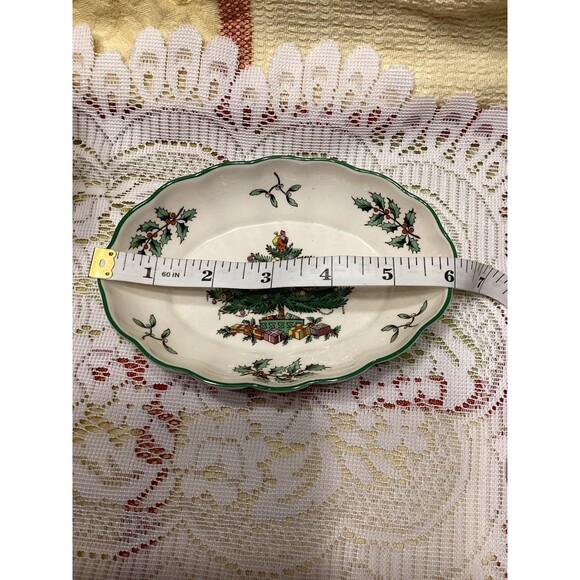Spode England Christmas Tree Small Oval Platter & Coffee Cup with Coaster - Picture 7 of 12